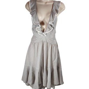 Lost in Lunar Shorts Romper Gray White Polka Dot Women's Size Large NWT